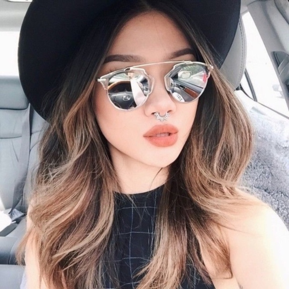 frame cool trendy sunglasses mirror round silver